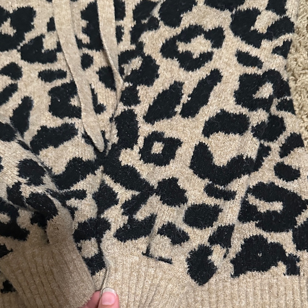 LOFT Black and Tan Leopard Print Cowl Neck Sweater - Picture 5 of 6